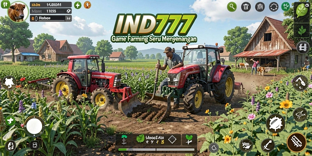 Gambaran gameplay <strong>IND777</strong> dengan aktivitas bertani yang seru.