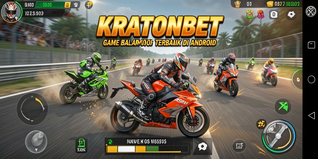 Tampilan gameplay <strong>KRATONBET</strong> yang seru dan penuh aksi balap motor.