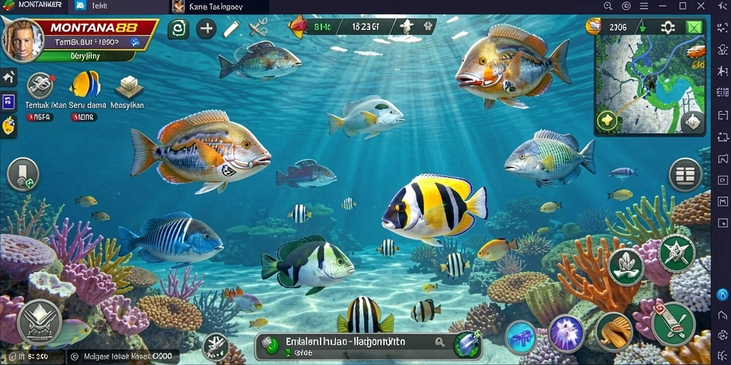 Tampilan visual menarik dari gameplay Tembak Ikan MONTANA88.