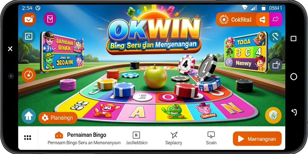 Screenshot utama OKWIN menampilkan keseruan permainan Bingo yang interaktif.