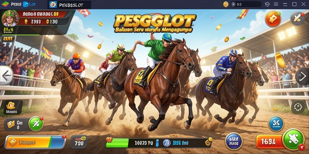 Gameplay PESGSLOT menampilkan aksi balapan yang mendebarkan dan grafis menawan.