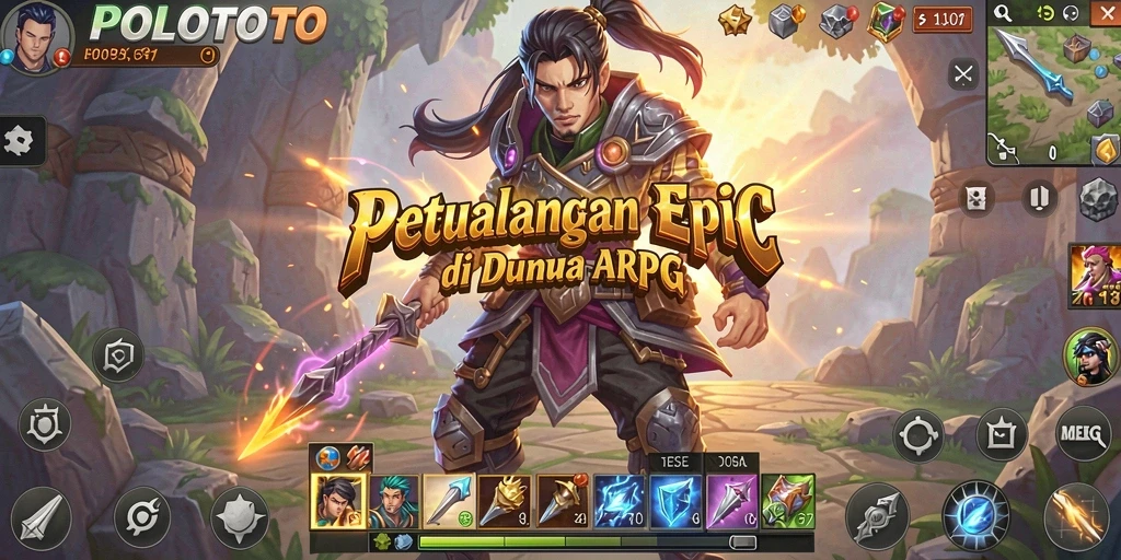Menampilkan aksi pertempuran seru dalam dunia ARPG POLOTOTO.