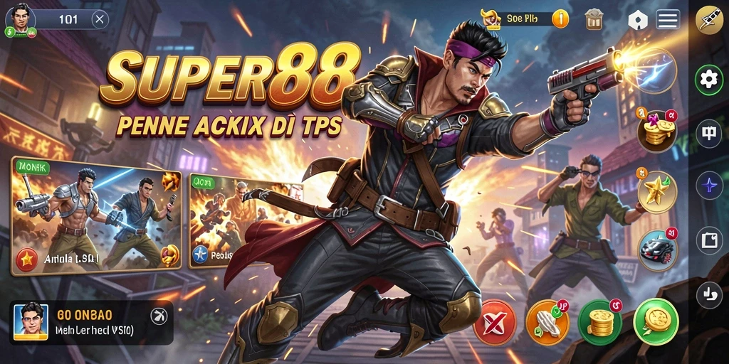 Tampilan gameplay seru dari SUPER88 dalam aksi TPS.