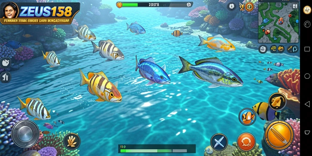 Tampilan gameplay ZEUS138 yang menarik dengan berbagai jenis ikan.